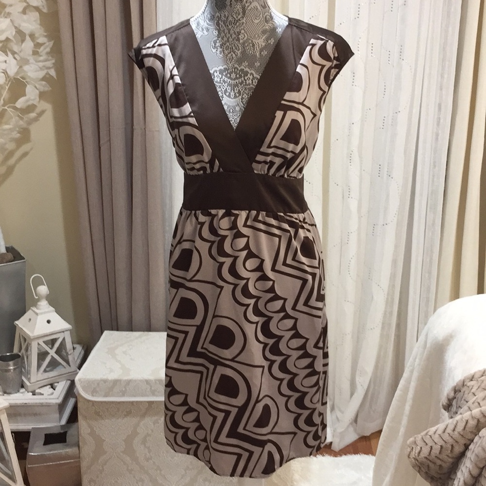 Silk Brown & Tan Dress